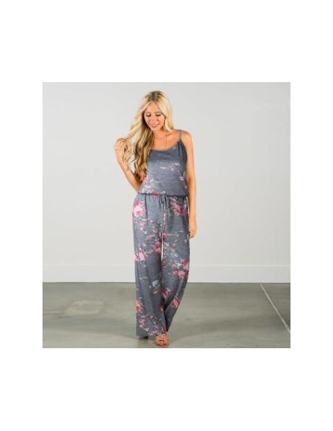 Jumpsuits New women's loose printed sling jumpsuit - light grey 0444 - 4M4132382483-7 $16.95