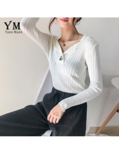 Pullovers New Fashion Single Button Design Sweater Women Turn-down Collar Pullover Slim Knit Sweater Female Outwear Solid Top...