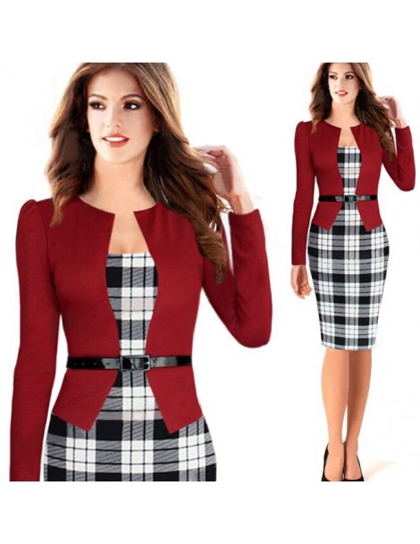Dress Suits Women Office Dress Suit For Ladies Work Business Wear Formal Vintage Bodycon With Fake Blazer Jacket Belts Plus S...