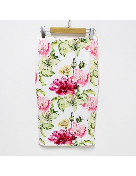 Skirts Pencil Wrap Office Skirts Women's Floral High Waist Skirts Vintage Elegant Print Midi Skirt 2018 Summer Wholesale Drop...