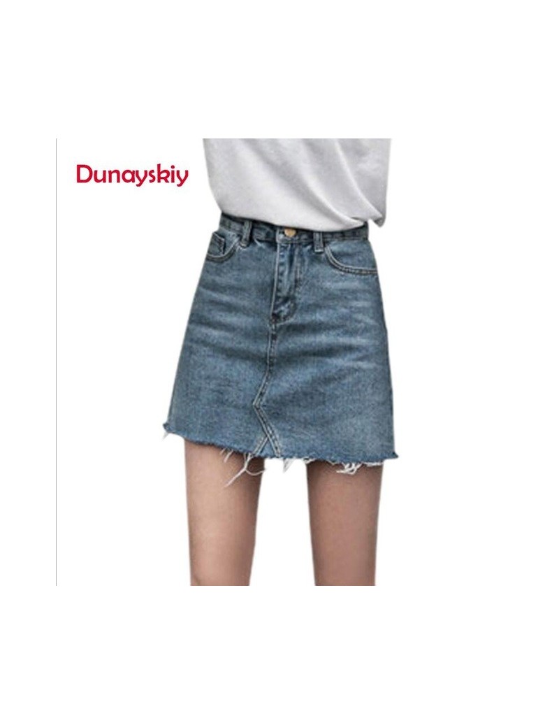 Skirts Duanyskiy Women Summer Black Blue Solid Casual High Waist Pencil Denim Skirts High Street Pockets Button All-matched J...