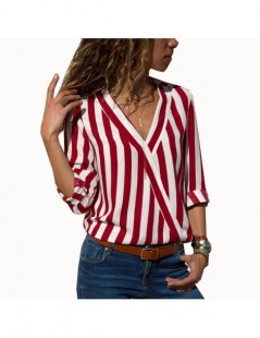 Blouses & Shirts Women Striped Blouse Shirt Long Sleeve Blouse V-neck Shirts Casual Tops Blouse et Chemisier Femme Blusas Muj...