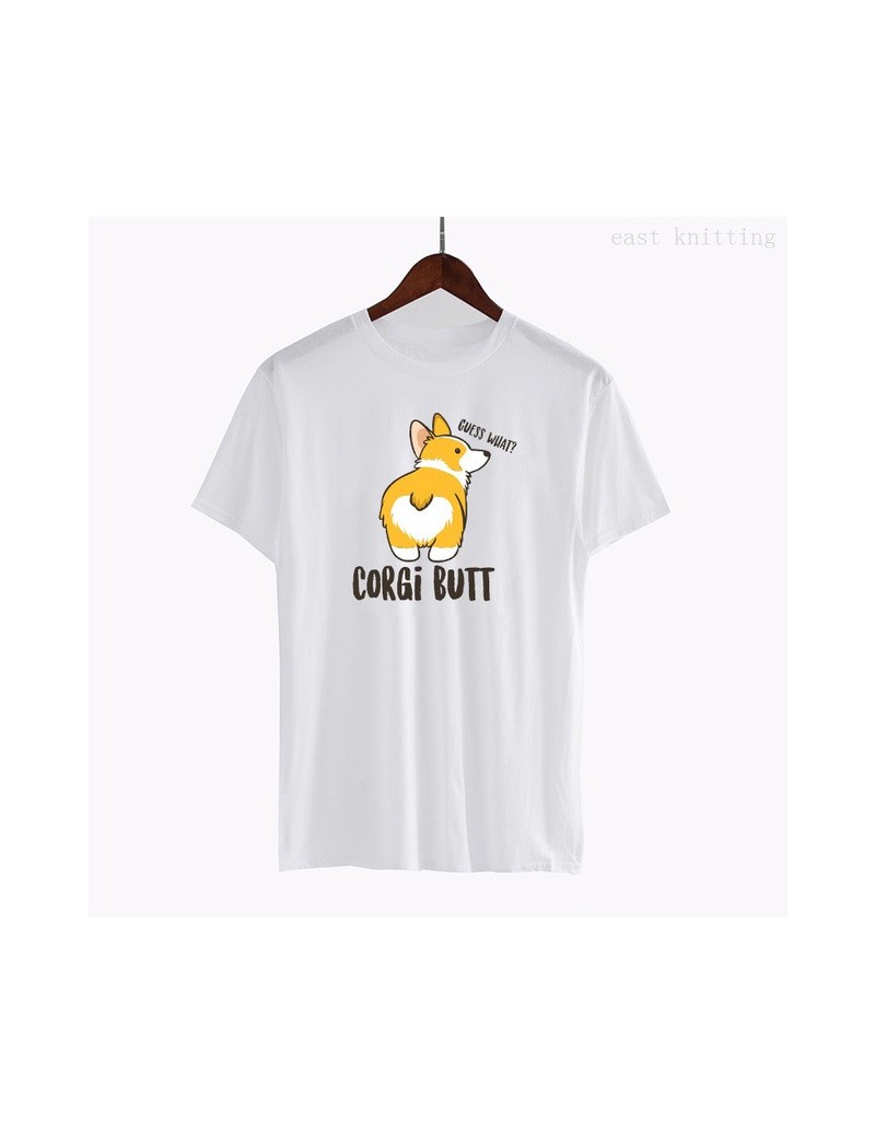 T-Shirts Harajuku T shirts Women Funny Corgi Butt Tee Tops Fashion Female Casual T-Shirt - WTQWT0728-white - 4K4119040702 $17.13