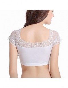 Tank Tops Summer style elegant black pink short lace crochet crop top Girls short sleeve white blouse Women sexy hollow out t...