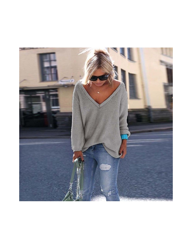 2018 Autumn Winter Sweaters Women Fashion Warm Pullover Women Knitted Sweater Female V-Neck Long Sleeve Loose Sweater Knitte...
