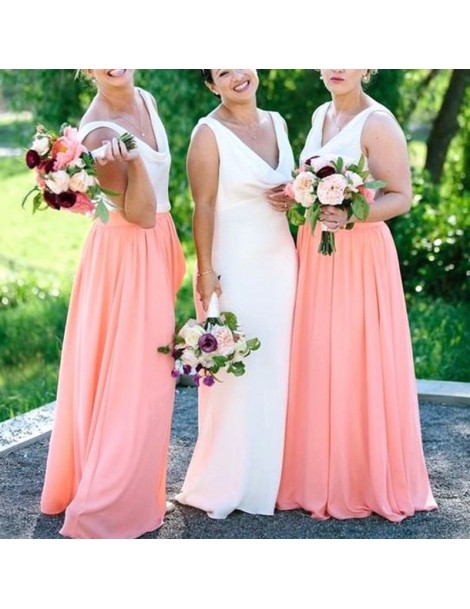 Skirts Modest Coral Color Chiffon Long Skirts For Women Zipper High Quality Female Adult Skirt To Bridesmaid Custom Made Saia...