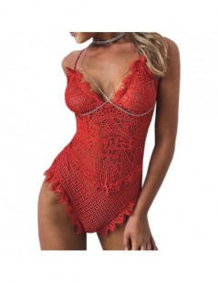 Bodysuits Cut Out Lace Bodysuits Solid Body Top Romper 2019 Women Jumpsuits V Neck Sexy Overall Feminino Beach Summer Playsui...