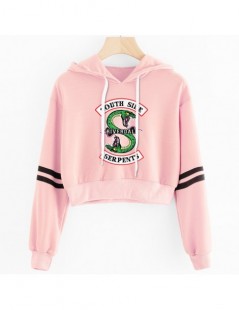 Hoodies & Sweatshirts 2019 Sexy Crop top Harajuku Kawaii Hoodie RIVERDALE South Side Serpent Print Hot Female Pink Korean Sty...