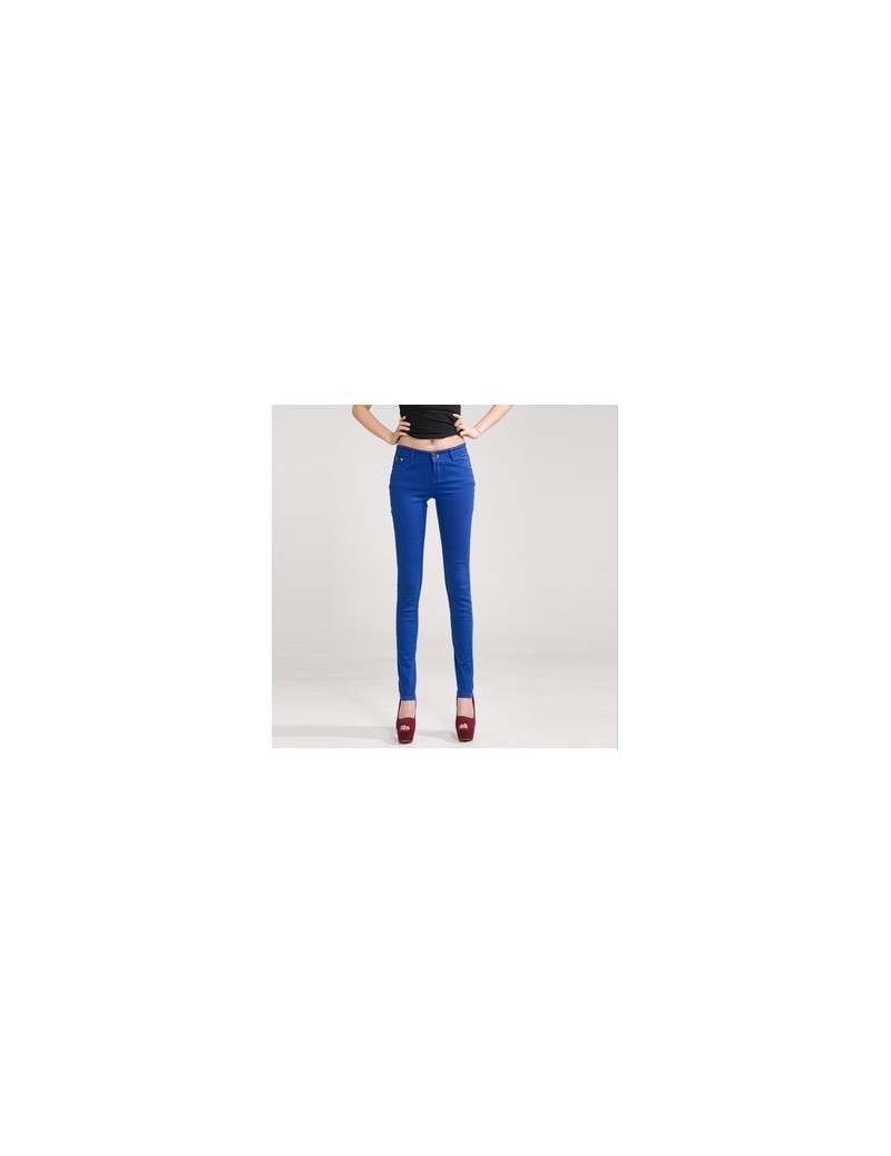 Women's Candy Pants 2019 Pencil Jeans Ladies Trousers Mid Waist Full Length Zipper Stretch Skinny Women Pant WKP004 - sapphi...
