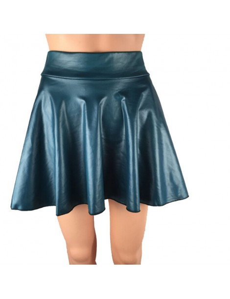 Skirts Women Slim PU Skirt High Waist Short Mini Skirts Pleated Party Faux Leather Skirts - Green - 473091873279-2 $12.78