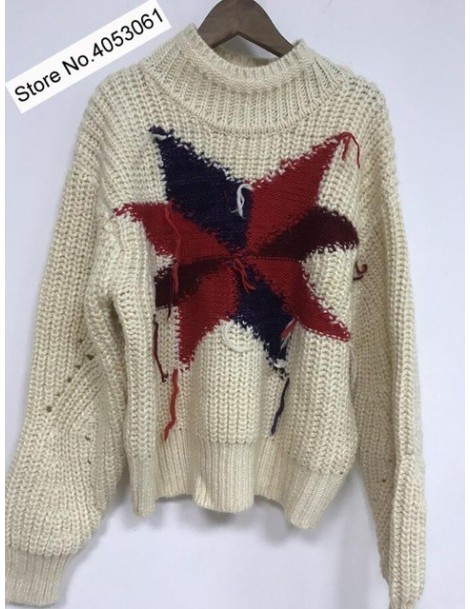 Pullovers Stylish Wool Blend Contrast Geometric Weaving Thick Stand Collar Knit Sweater - Women Fall/Winter 2019 Fashion Knit...