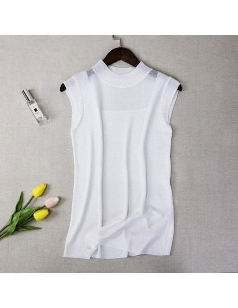 Tank Tops Women Sexy Top Multicolor Sleeveless Summer Sexy Round Collar Vintage Tank Top Femme - White - 50111215828578-8 $9.06