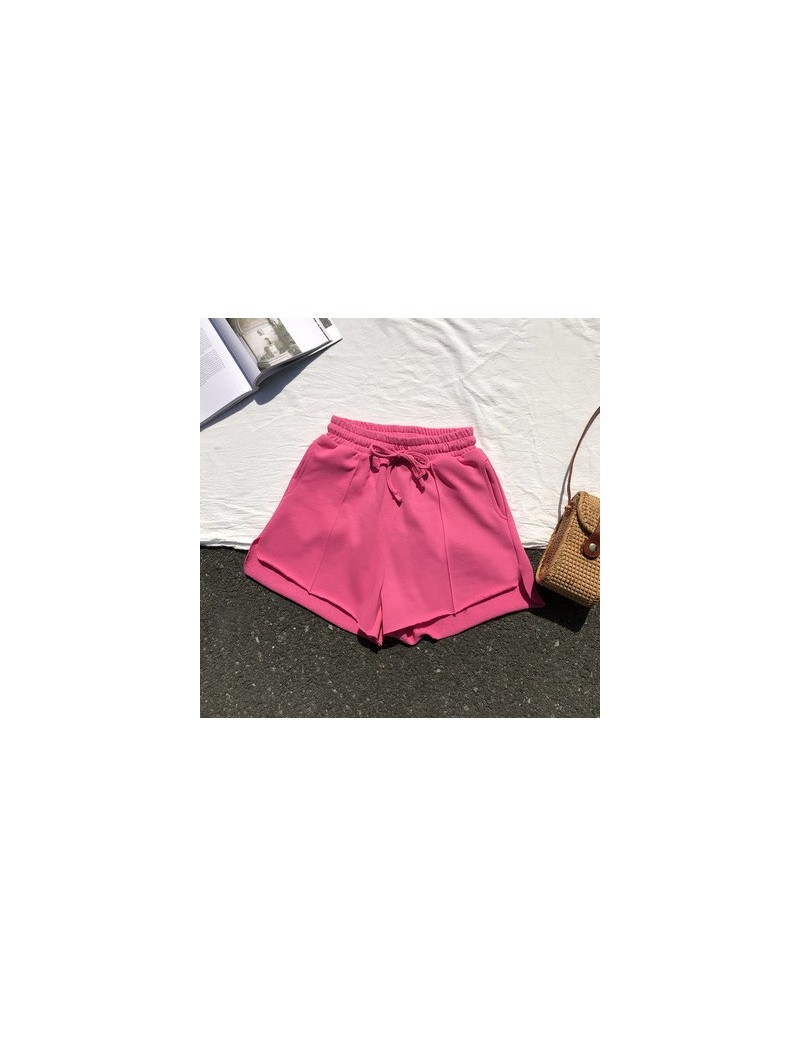 Shorts Summer Women Beach Hot Shorts Drawstring Elastic Waist Solid Soft Wide Leg Casual Shorts Home - 3 - 4H4130953236-3 $18.57