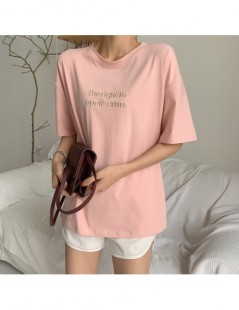 T-Shirts Letter Print Women 2019 Summer T Shirts Femme Short Sleeve Fashion Cool Tee Tops Ladies Pink O-Neck Loose Tshirts Wh...