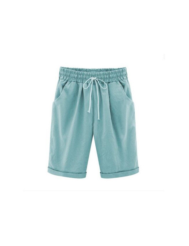 Shorts Women Big Size Shorts 5XL 6XL Elastic High Waist Cotton Linen Cropped Trousers Pocket Summer Casual Loose Knee Length ...