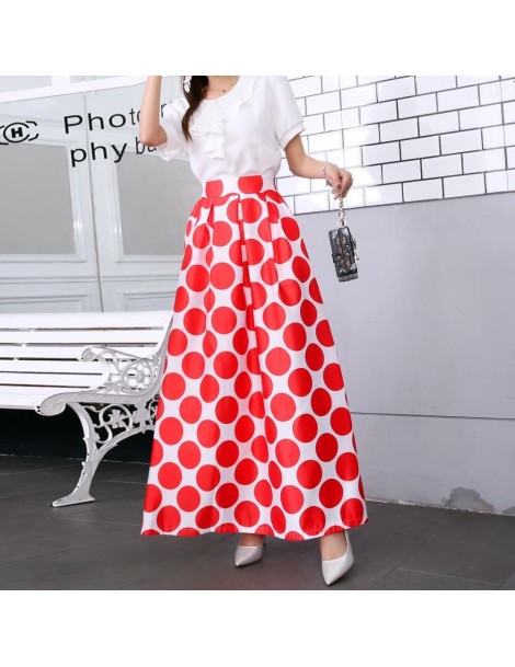 Skirts Plus size Maxi Skirt Summer 2019 Fashion Vintage High Street A-line High Waist Floral Polka Dot Long Skirts for Women ...