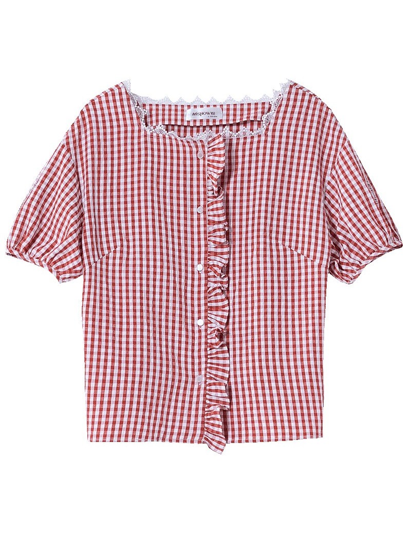 Plaid shirt female 2019 summer new Korean loose blouses Vintage short ...