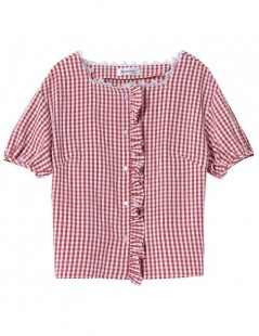 Blouses & Shirts Plaid shirt female 2019 summer new Korean loose blouses Vintage short-sleeved retro women tops MX19B4922 - R...