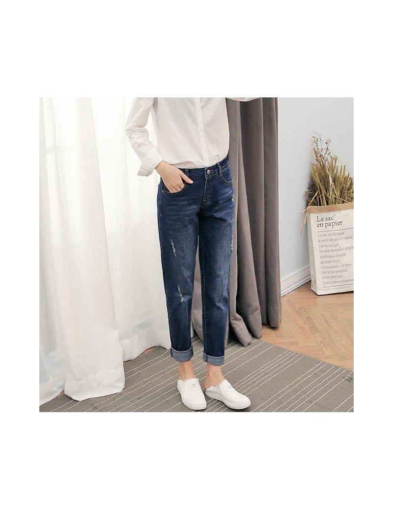 Jeans Women High Waist Holes Jeans 2017 New Fashion Ladies Casual Retro Harem Denim Cross-Pants Boyfriend Jeans Female Trouse...