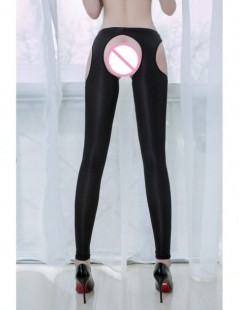 Leggings Sexy Women Candy Color Ice Silk Hollow Open Crotch Transparent See Through Tight Pencil Pants Erotic Lingerie F16 - ...