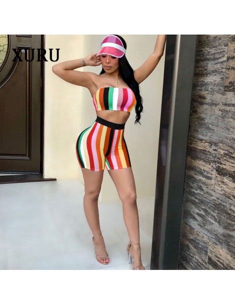 Rompers Sexy Off Shoulder Women Jumpsuit Plus Size Rompers Striped Printed Strapless Two Piece Set Short Jumpsuit Club Romper...