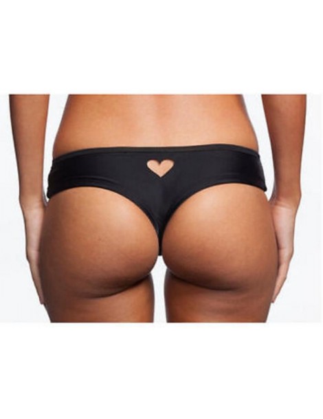 Shorts 2018 New Women Brazilian Cheeky T-Back Cut Out Thong Bottom Bikini Swimwear Sexy Love Heart Cut Out Bottom G Strings T...