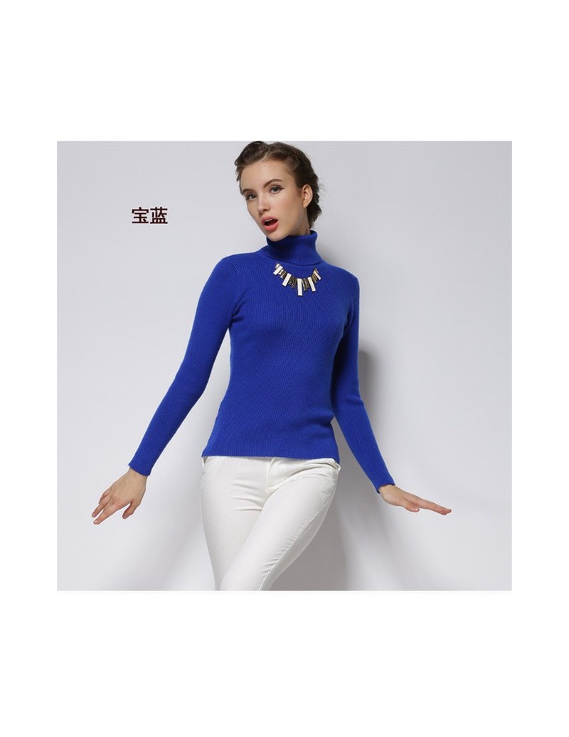 Anti-season clearance autumn and winter thick cashmere sweater female high collar Slim bottoming shirt pullover sweater - sa...
