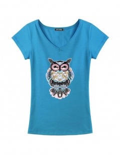 T-Shirts New Summer of 2019 Female Cotton Short Sleeved T-shirt Embroidered with Sequins Owl All-match Loose T shirts Women F...