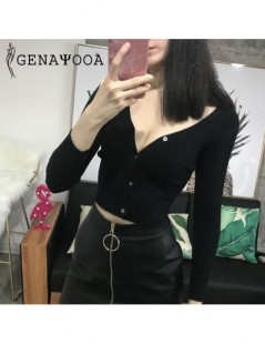 Cardigans Cropped Cardigan Sexy Knitted Sweater V Neck Crop Top Sweater Female 2019 Women Sweaters Spring Long Sleeve Jumper ...