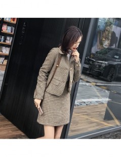Skirt Suits Autumn Winter Hepburn Style Skirt Suit Korean Fashion Blazer Suit Skirt Women 2019 New Plaid Wool Two Piece Set -...