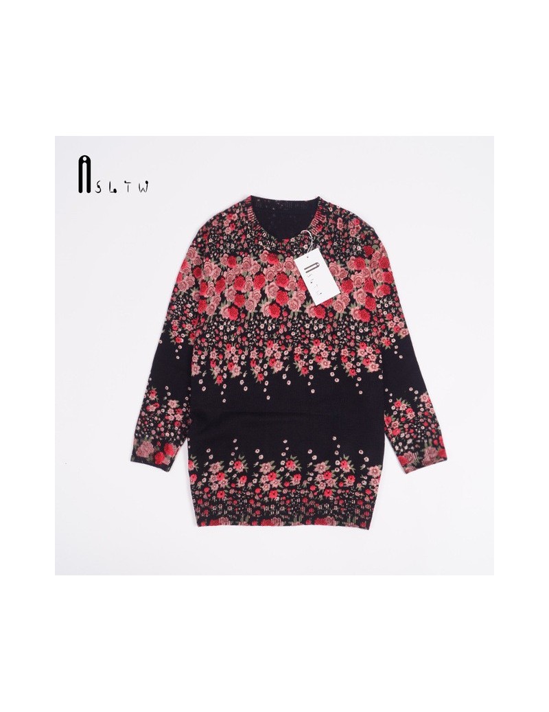 Plus Size Pullover Sweater Women High Quality Fashion Print Flower Pullovers Women O Neck Long Sleeve Sweater For Women - co...