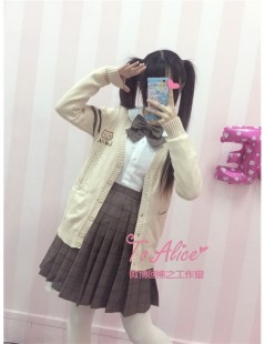 Cardigans Shiba Dog Doge Embroidery Cute School Uniform V-Neck Sweater Japanese JK Long Sleeve Cardigan / Sleeveless Vest Cot...