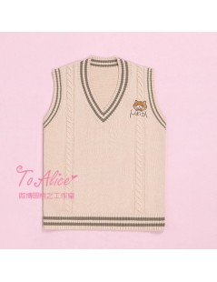 Cardigans Shiba Dog Doge Embroidery Cute School Uniform V-Neck Sweater Japanese JK Long Sleeve Cardigan / Sleeveless Vest Cot...