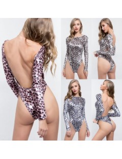 Bodysuits 2019 New Women Leopard Long Sleeve Backless Bodysuit Romper Jumpsuit Clubwear Leotard Top - Red - 4P3074299200-3 $1...