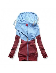 Hoodies & Sweatshirts Fashion Women Autumn Long Sleeve Hoodie Colorblock Slim Fit Warm Zipper Sweatshirt GM - Gray - 4W415353...