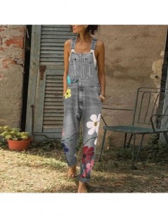 Jumpsuits Women Casual Denim Floral Bib Overalls Summer Fall Pockets Jumpsuits Chic Streetwear Pregancy Mom Outfits - Gray - ...