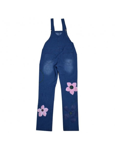 Jumpsuits Women Casual Denim Floral Bib Overalls Summer Fall Pockets Jumpsuits Chic Streetwear Pregancy Mom Outfits - Gray - ...