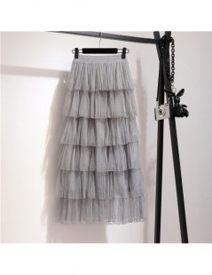 Skirts Long Maxi Tulle Skirt Women Fashion 2019 Summer Korean School High Waist Black Pink White Mesh Tiered Skirt Female - P...
