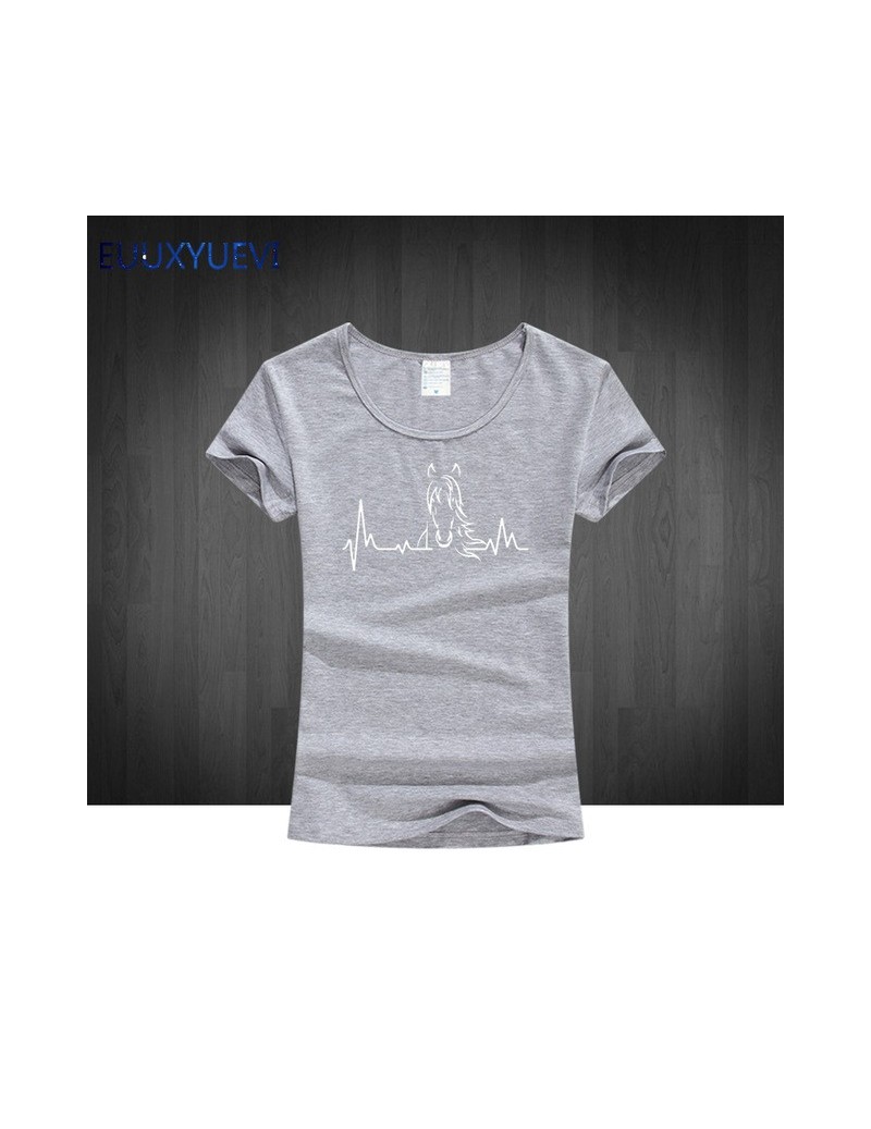 Women Girl T Shirts Summer Style Woman T-shirts Female Tee Tops Short Sleeve Cotton Heartbeat of Horse Cute Riding Horse euu...