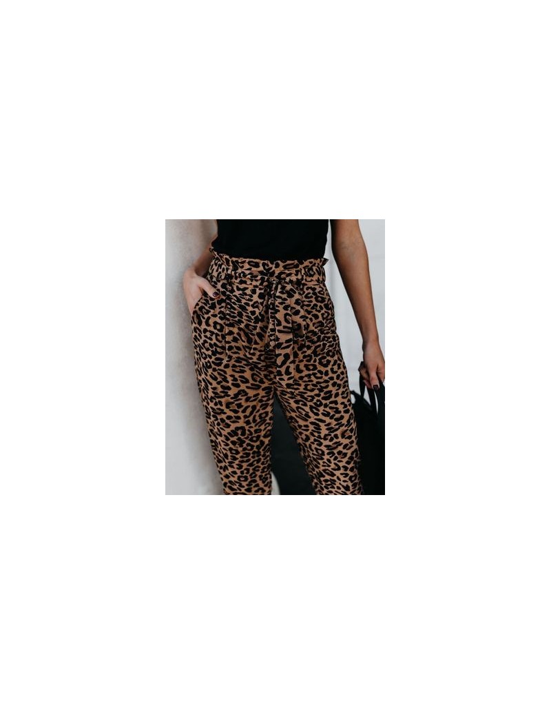 Pants & Capris Street Fashion 2019 Autumn New Women's Trousers Leopard Print High Waist Pocket Lace Up Casual Female Pencil P...