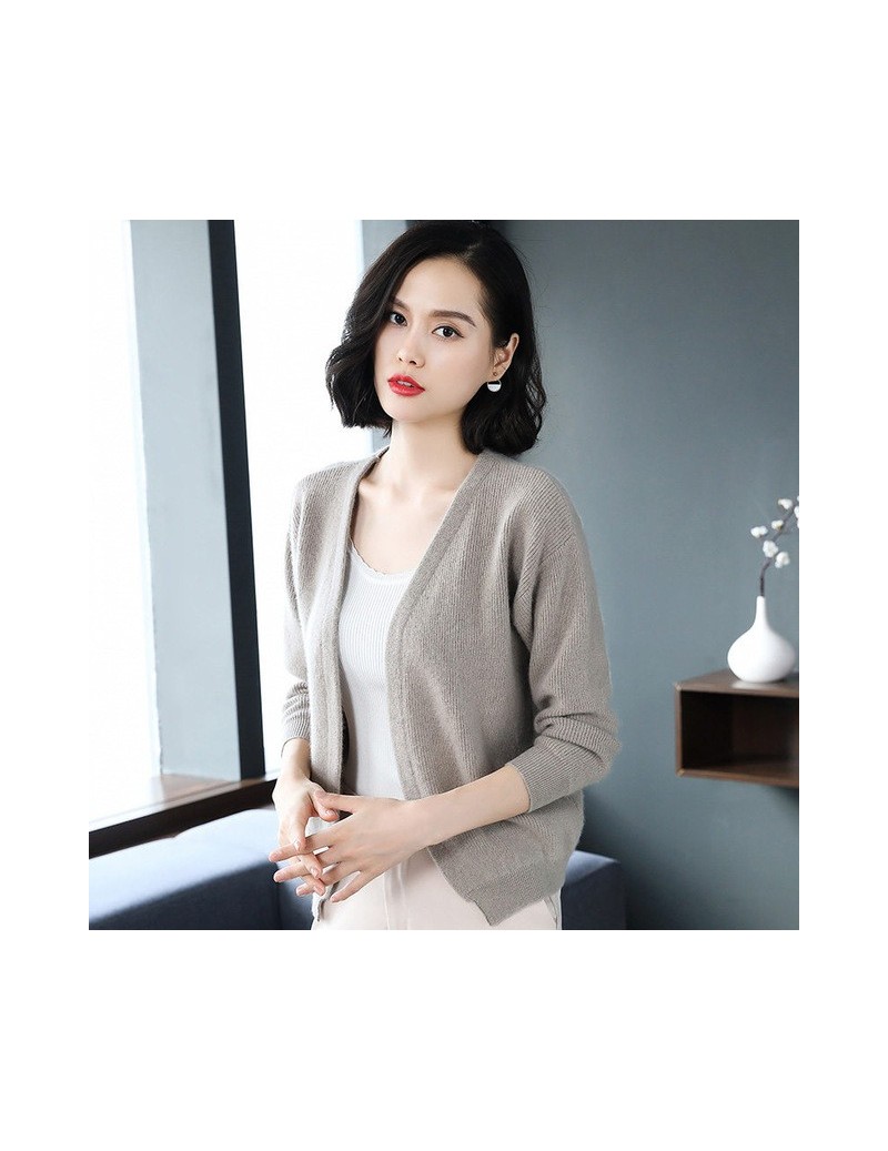 Autumn and Winter Warm Wool Cardigan Women V-neck Long-Sleeved Sweater A Slim Warm Wild Knit Bottoming Shirt Large Size - ca...