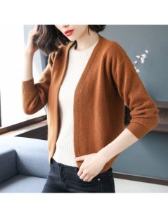 Cardigans Autumn and Winter Warm Wool Cardigan Women V-neck Long-Sleeved Sweater A Slim Warm Wild Knit Bottoming Shirt Large ...