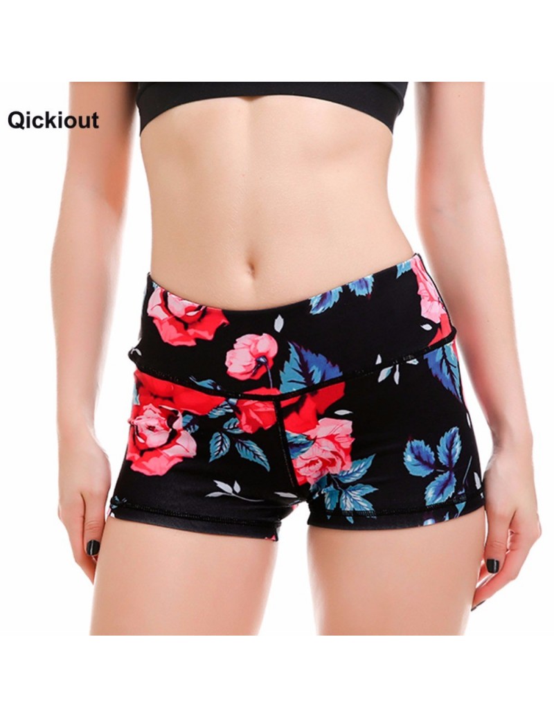 Shorts New Red Rose Print digital Shorts High-waisted Shorts Casual Women Jeans Crochet Fitness Sexy stretching Shorts - 4G3...