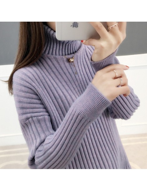 Pullovers Thick Warm Turtleneck Sweater Women Jumper 2019 Winter Long Sleeve Knit Pullover Sweater Female Pull Femme Purple G...