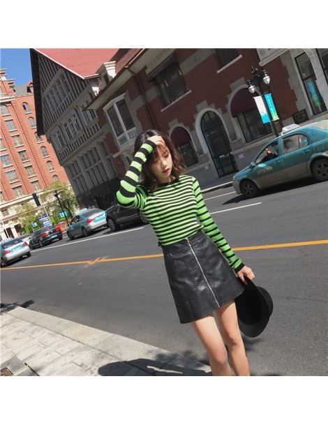 Pullovers Women's Brief Stripe Pullover Knitting Sweater Casual Slim O-neck Female Sweaters - green - 483072950143-1 $21.01