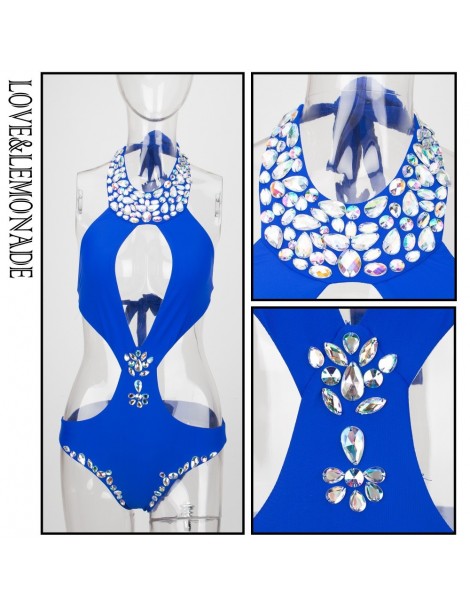 Bodysuits Blue Cut Out Colored Beaded Decoration Beach Bodysuit LM1101 - WHITE - 473975314285-4 $33.50