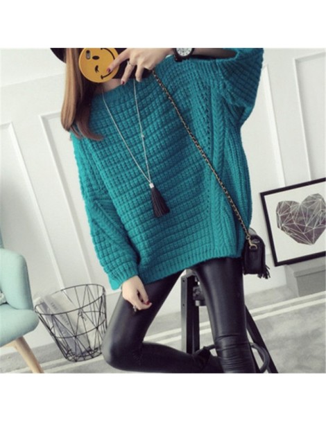 Pullovers 2019 New Autumn Solid Pullover Batwing Sleeve O-neck Loose Women Sweater Korean Fashion Knitwear Sweater Feminino 6...