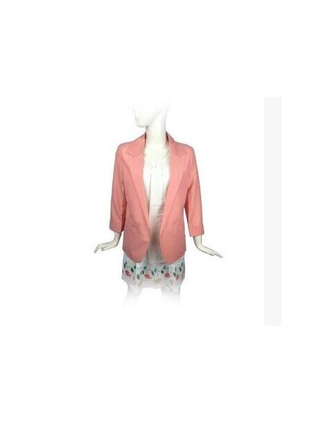 2018 European and American style candy color small suit without buckle jacket seven-point sleeve - Pink - 4M3908994755-6