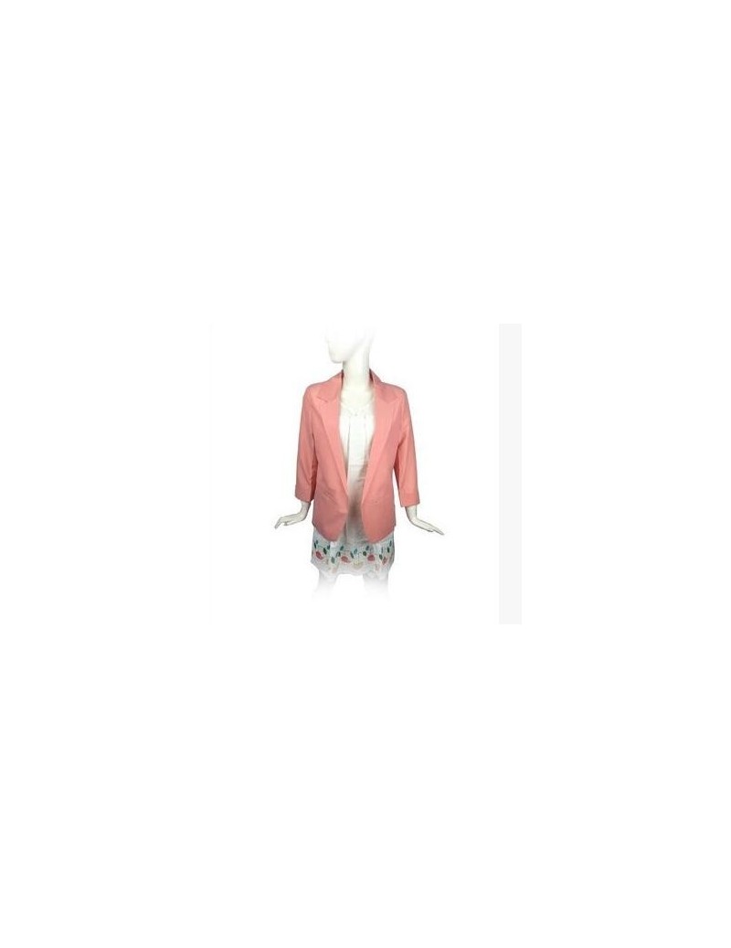 Blazers 2018 European and American style candy color small suit without buckle jacket seven-point sleeve - Pink - 4M390899475...