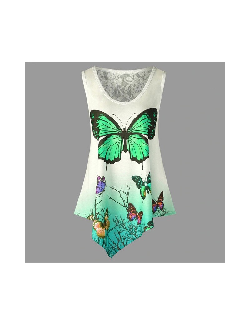 2019 New Women Summer T Shirt Tops Big Sizes Casual Sleeveless Lrregular Butterfly Feather Print Loose 5XL Plus Size Female ...
